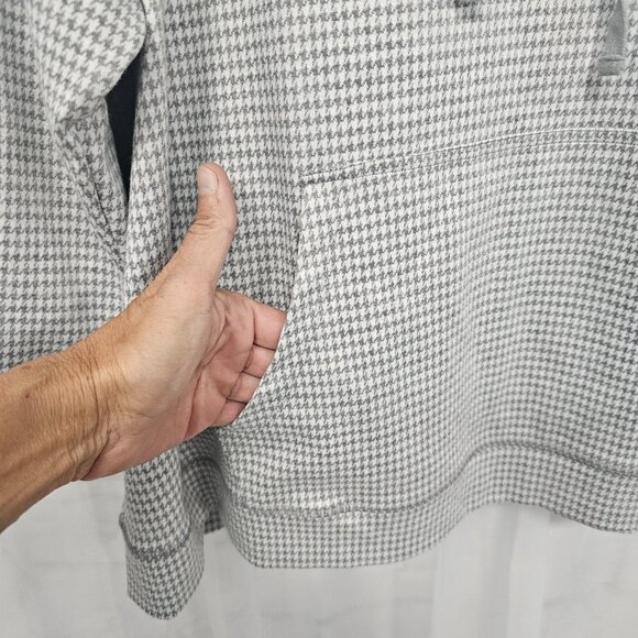 CJ Banks Gray Houndstooth Hoodie Casual Preppy Roll Tab 3X - Picture 4 of 8